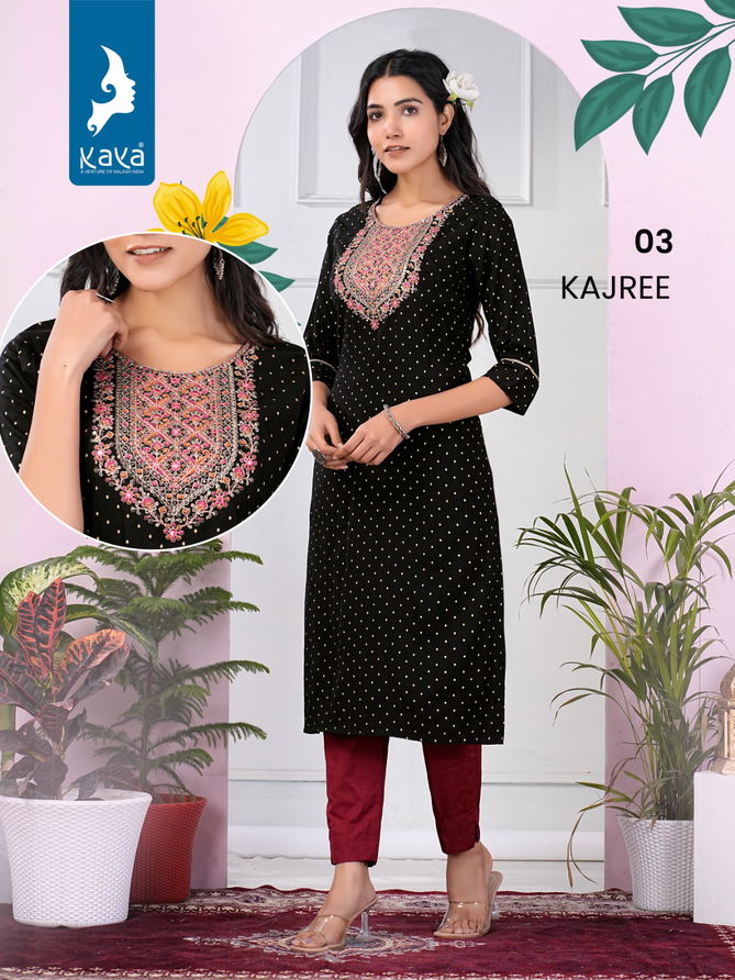 Kajree By Kaya Rayon Slub Printed Kurtis Wholesale Price In Surat